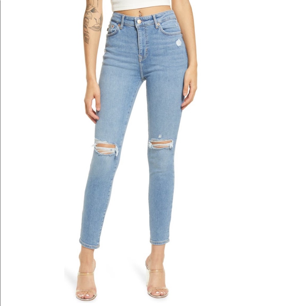 NWT Lovers + Friends Ricky low rise stretched skinny jeans distressed 26